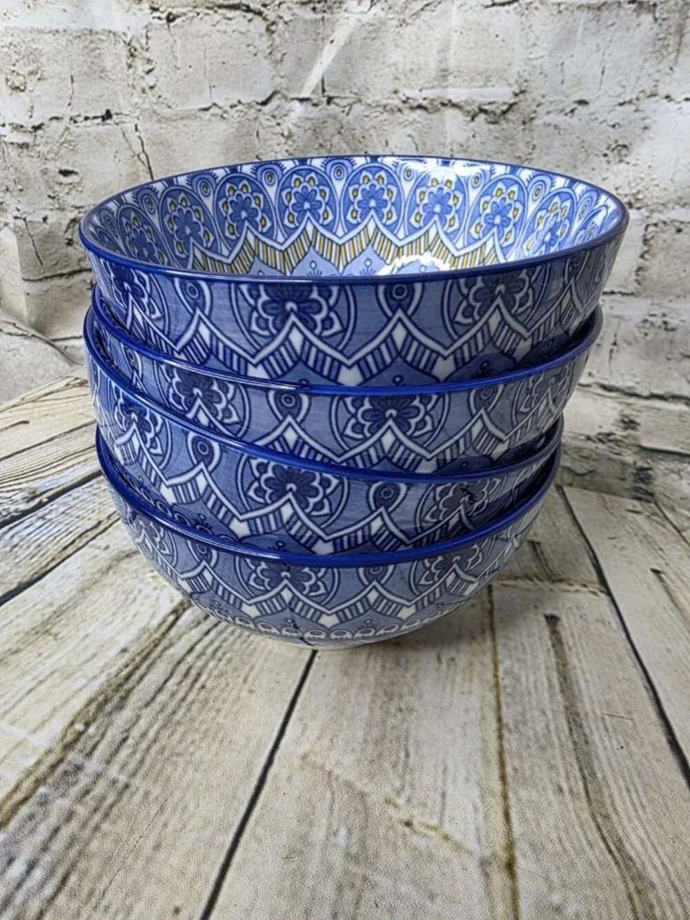 4 Vancasso Mandala Porcelain Deep Cereal Bowls 6